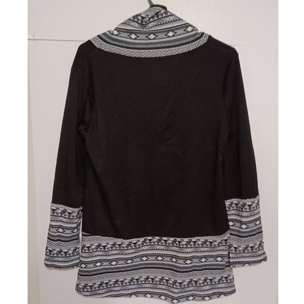 Miusey Women's LS Cowl Neck Form Fitting Casual Tunic Top Blouse(Black, Gray L) - Picture 7 of 7